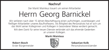 Anzeige von Georg Barnickel von MGO