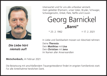 Anzeige von Georg Barnickel von MGO