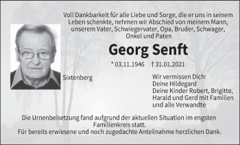 Anzeige von Georg Senft von MGO