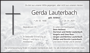 Anzeige von Gerda Lauterbach von MGO