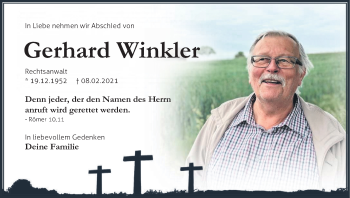 Anzeige von Gerhard Winkler von MGO
