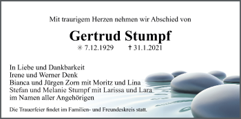 Anzeige von Gertrud Stumpf von MGO