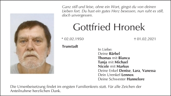 Anzeige von Gottfried Hronek von MGO