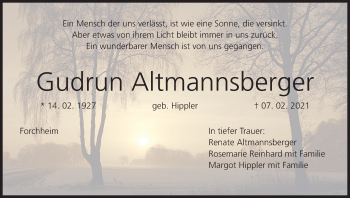 Anzeige von Gudrun Altmannsberger von MGO