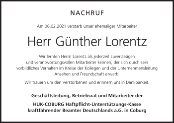 Anzeige von Günther Lorentz von MGO