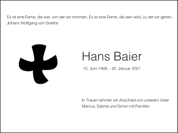 Anzeige von Hans Baier von MGO