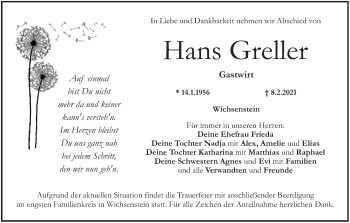 Anzeige von Hans Greller von MGO