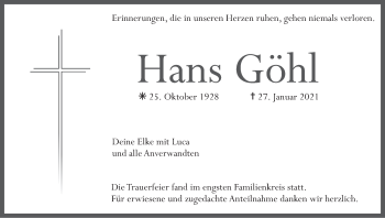Anzeige von Hans Göhl von MGO