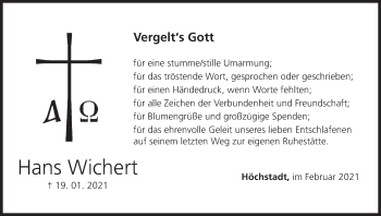 Anzeige von Hans Wichert von MGO