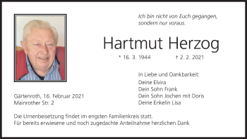 Anzeige von Hartmut Herzog von MGO