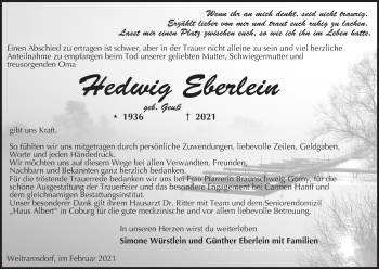 Anzeige von Hedwig Eberlein von MGO