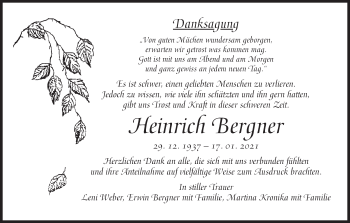 Anzeige von Heinrich Bergner von MGO