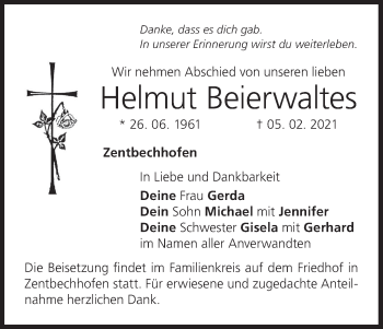 Anzeige von Helmut Beierwaltes von MGO