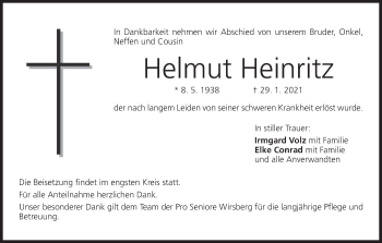 Anzeige von Helmut Heinritz von MGO