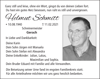 Anzeige von Helmut Schmitt von MGO