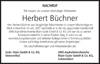 Anzeige von Herbert Büchner von MGO