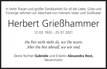 Anzeige von Herbert Grießhammer von MGO