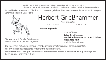 Anzeige von Herbert Grießhammer von MGO