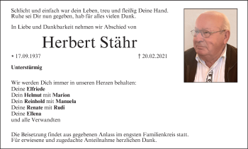 Anzeige von Herbert Stähr von MGO