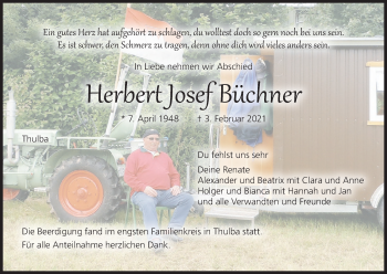 Anzeige von Herbert Josef Büchner von MGO
