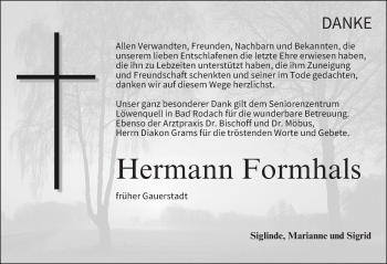 Anzeige von Hermann Formhals von MGO