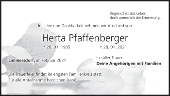Anzeige von Herta Pfaffenberger von MGO