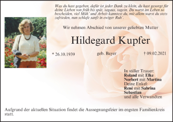 Anzeige von Hildegard Kupfer von MGO