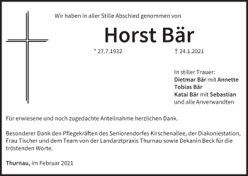 Anzeige von Horst Bär von MGO