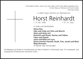 Anzeige von Horst Reinhardt von MGO