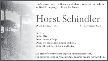 Anzeige von Horst Schindler von MGO