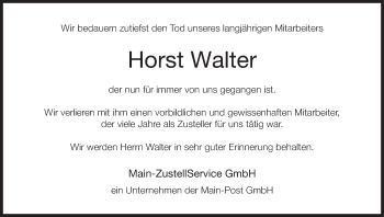 Anzeige von Horst Walter von MGO
