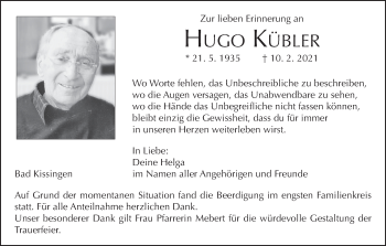 Anzeige von Hugo Kübler von MGO