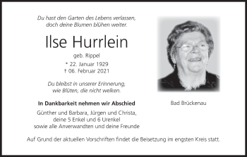 Anzeige von Ilse Hurrlein von MGO