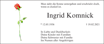 Anzeige von Ingrid Komnick von MGO