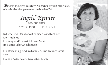 Anzeige von Ingrid Renner von MGO