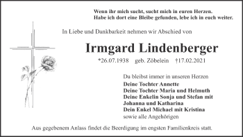 Anzeige von Irmgard Lindenberger von MGO