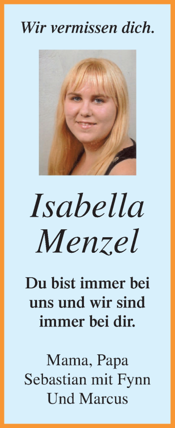 Anzeige von Isabella Menzel von MGO