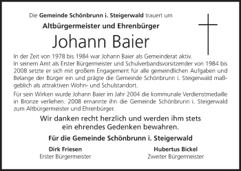 Anzeige von Johann Baier von MGO