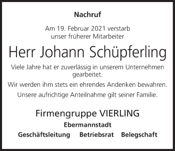 Anzeige von Johann Schüpferling von MGO