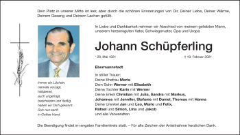 Anzeige von Johann Schüpferling von MGO