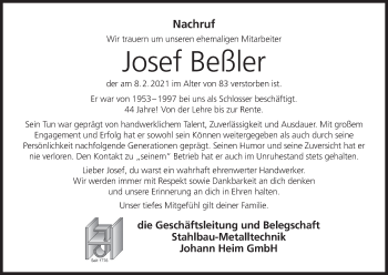 Anzeige von Josef Beßler von MGO