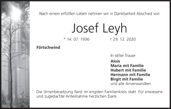 Anzeige von Josef Leyh von MGO