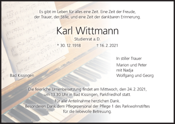 Anzeige von Karl Wittmann von MGO