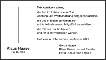 Anzeige von Klaus Haase von MGO