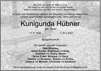 Anzeige von Kunigunda Hübner von MGO