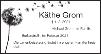 Anzeige von Käthe Grom von MGO