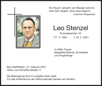 Anzeige von Leo Stenzel von MGO