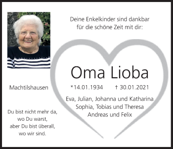 Anzeige von Lioba Koch von MGO