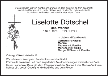 Anzeige von Liselotte Dötschel von MGO