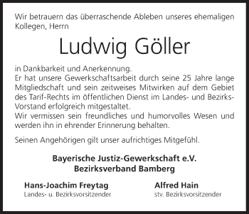 Anzeige von Ludwig Göller von MGO